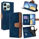 For Itel A90 4G Color Stitching Skin Feel Leather RFID Blocking Phone Case(Blue) - 1