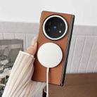 For vivo X Fold5 Folding Shaft Magsafe Plain Leather Phone Case(Brown) - 3