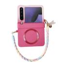 For Huawei Pura X Integrated Side Buckle MagSafe TPU Phone Case with Bracelet(Pink + Rose Red) - 1