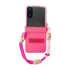 For Xiaomi Mix Flip 2 Integrated TPU Side Buckle Bracket Phone Case with Bracelet(Pink + Rose Red) - 1