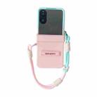 For Xiaomi Mix Flip 2 Integrated TPU Side Buckle Bracket Phone Case with Bracelet(Blue + Pink) - 1