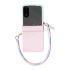 For Xiaomi Mix Flip 2 Integrated TPU Side Buckle Phone Case with Bracelet(Blue + Pink) - 1