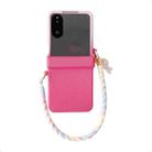 For Xiaomi Mix Flip Integrated TPU Side Buckle Phone Case with Bracelet(Pink + Rose Red) - 1