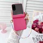 For Xiaomi Mix Flip Integrated TPU Side Buckle Phone Case with Bracelet(Pink + Rose Red) - 2
