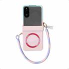 For Xiaomi Mix Flip 2 Integrated Side Buckle MagSafe TPU Phone Case with Bracelet(Blue + Pink) - 1