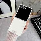 For Samsung Galaxy Z Flip7 5G Silver Edge Crocodile Pattern Foldable Phone Case(White) - 2