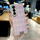 For Samsung Galaxy Z Fold7 5G Silver Edge Diamond Checkered Foldable Phone Case(Purple) - 2
