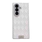 For Samsung Galaxy Z Fold7 5G Silver Edge Diamond Checkered Foldable Phone Case(White) - 1