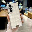 For Samsung Galaxy Z Fold7 5G Silver Edge Diamond Checkered Foldable Phone Case(White) - 2
