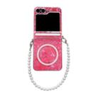 For Samsung Galaxy Flip6 5G Axis Pearlescent Shell Texture MagSafe Phone Case with Bracelet(Red) - 1