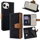 For Sharp Aquos R10 5G Color Stitching Skin Feel Leather RFID Blocking Phone Case(Black) - 1