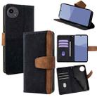 For Sharp Aquos wish5 5G Color Stitching Skin Feel Leather RFID Blocking Phone Case(Black) - 1