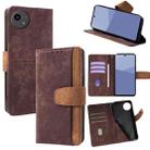 For Sharp Aquos wish5 5G Color Stitching Skin Feel Leather RFID Blocking Phone Case(Brown) - 1