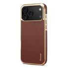 For iPhone 17 Pro Denior Cowhide Leather Plating Phone Case(Brown) - 2