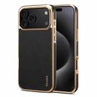 For iPhone 17 Pro Max Denior Cowhide Leather Plating Phone Case(Black) - 1