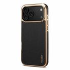 For iPhone 17 Pro Max Denior Cowhide Leather Plating Phone Case(Black) - 2