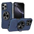 For iPhone 16 Pro Max Alloy Rotating Holder MagSafe Shockproof Phone Case(Blue) - 1