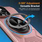 For iPhone 14 Pro Max Alloy Rotating Holder MagSafe Shockproof Phone Case(Rose Gold) - 2