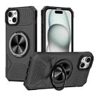 For iPhone 15 Alloy Rotating Holder MagSafe Shockproof Phone Case(Black) - 1