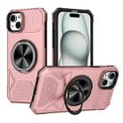 For iPhone 15 Alloy Rotating Holder MagSafe Shockproof Phone Case(Rose Gold) - 1