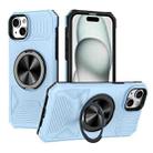 For iPhone 15 Alloy Rotating Holder MagSafe Shockproof Phone Case(Sky Blue) - 1