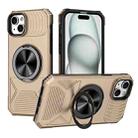 For iPhone 15 Alloy Rotating Holder MagSafe Shockproof Phone Case(Gold) - 1