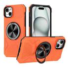 For iPhone 15 Plus Alloy Rotating Holder MagSafe Shockproof Phone Case(Orange) - 1