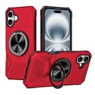For iPhone 16 Alloy Rotating Holder MagSafe Shockproof Phone Case(Red) - 1