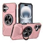 For iPhone 16 Alloy Rotating Holder MagSafe Shockproof Phone Case(Rose Gold) - 1