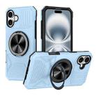 For iPhone 16 Alloy Rotating Holder MagSafe Shockproof Phone Case(Sky Blue) - 1