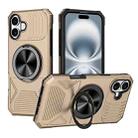For iPhone 16 Alloy Rotating Holder MagSafe Shockproof Phone Case(Gold) - 1