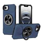 For iPhone 16e Alloy Rotating Holder MagSafe Shockproof Phone Case(Blue) - 1