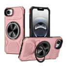 For iPhone 16e Alloy Rotating Holder MagSafe Shockproof Phone Case(Rose Gold) - 1