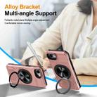 For iPhone 16e Alloy Rotating Holder MagSafe Shockproof Phone Case(Rose Gold) - 3