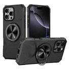 For iPhone 16 Pro Alloy Rotating Holder MagSafe Shockproof Phone Case(Black) - 1