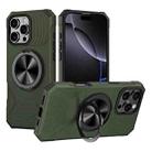 For iPhone 16 Pro Alloy Rotating Holder MagSafe Shockproof Phone Case(Army Green) - 1