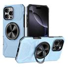For iPhone 16 Pro Alloy Rotating Holder MagSafe Shockproof Phone Case(Sky Blue) - 1