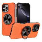 For iPhone 16 Pro Alloy Rotating Holder MagSafe Shockproof Phone Case(Orange) - 1