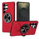 For Samsung Galaxy S25 Ultra 5G Alloy Rotating Holder MagSafe Shockproof Phone Case(Red) - 1