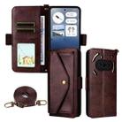 For Nothing Phone 3a Multi-card Slots Crossbody Cowhide Leather Phone Case(Brown) - 1