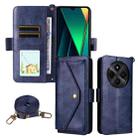 For Redmi 14C 5G / 4G / A4 5G Multi-card Slots Crossbody Cowhide Leather Phone Case(Blue) - 1