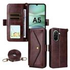 For Redmi A5 4G 173.3mm Multi-card Slots Crossbody Cowhide Leather Phone Case(Brown) - 1