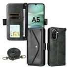 For Redmi A5 4G 173.3mm Multi-card Slots Crossbody Cowhide Leather Phone Case(Green) - 1