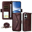 For Xiaomi Poco F7 / Redmi Turbo 4 Pro 5G Multi-card Slots Crossbody Cowhide Leather Phone Case(Brown) - 1