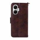 For Xiaomi Poco F7 / Redmi Turbo 4 Pro 5G Multi-card Slots Crossbody Cowhide Leather Phone Case(Brown) - 3
