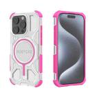 For iPhone 15 Pro BIBERCAS Transparent Color Series MagSafe Air Bag Shockproof Phone Case(Pink) - 1