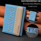 BFK25 BINFEN Color Flowers Magsafe Magnetic Leather Card Bag(Light Blue) - 3