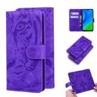 For Huawei P smart 2020 Tiger Embossing Pattern Horizontal Flip Leather Case with Holder & Card Slots & Wallet(Purple) - 1