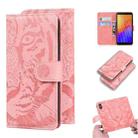 For Huawei Y5p Tiger Embossing Pattern Horizontal Flip Leather Case with Holder & Card Slots & Wallet(Pink) - 1