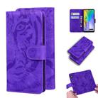 For Huawei Y6p Tiger Embossing Pattern Horizontal Flip Leather Case with Holder & Card Slots & Wallet(Purple) - 1